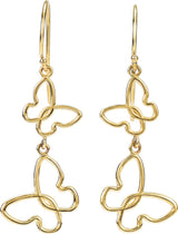 14K Yellow Butterfly Earrings