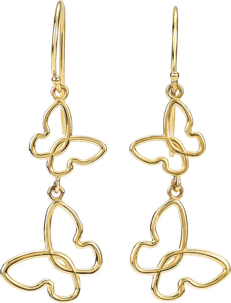 14K Yellow Butterfly Earrings