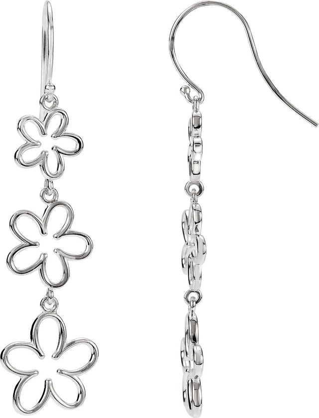 Sterling Silver Flower Dangle Earrings