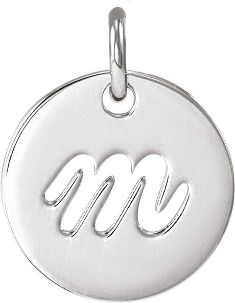 Sterling Silver Script Initial M Pendant