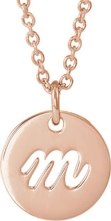 14K Rose Script Initial M 16-18" Necklace 