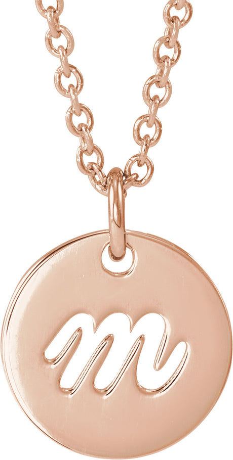 14K Rose Script Initial M 16-18" Necklace 