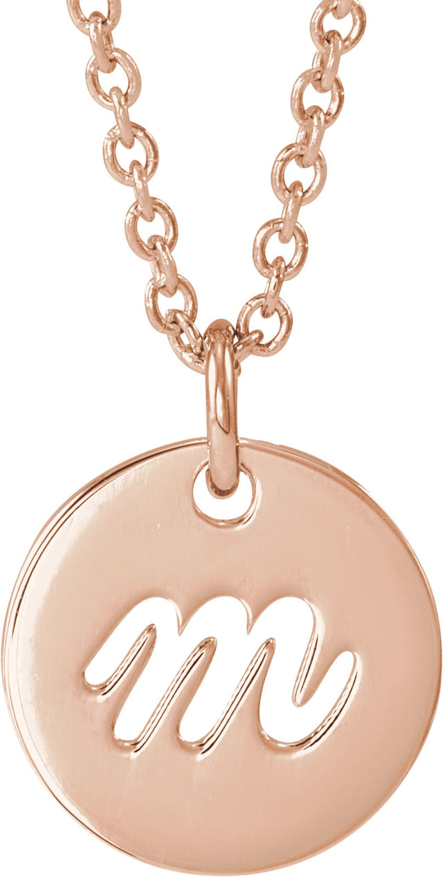 14K Rose Script Initial M 16-18" Necklace 
