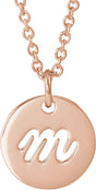 14K Rose Script Initial M 16-18" Necklace 