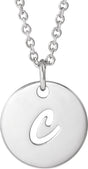 Sterling Silver Script Initial C 16-18" Necklace 