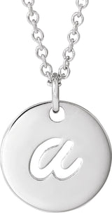 14K White Script Initial A 16-18" Necklace 