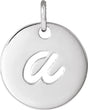 14K White Script Initial A Pendant