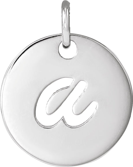 14K White Script Initial A Pendant