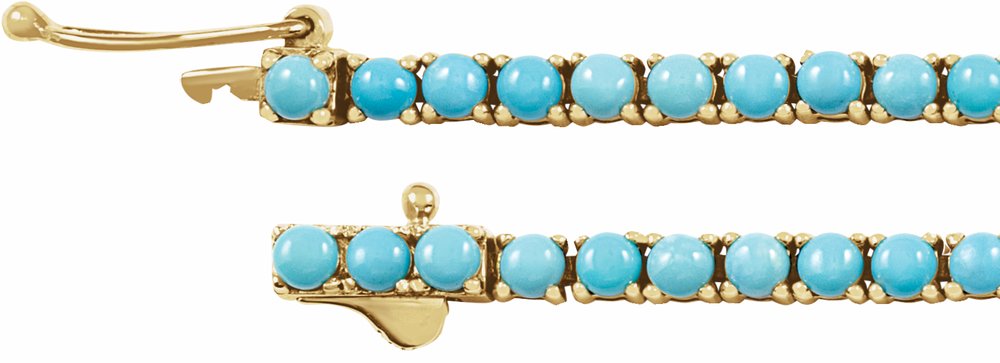 14K Yellow Natural Turquoise Line 7 1/2" Bracelet