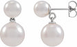 14K White Gold Cultured White Freshwater Pearl Earrings