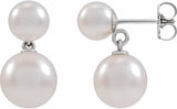 14K White Gold Cultured White Freshwater Pearl Earrings