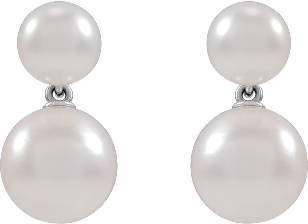 14K White Cultured White Freshwater Pearl Earrings