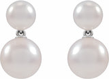 14K White Cultured White Freshwater Pearl Earrings