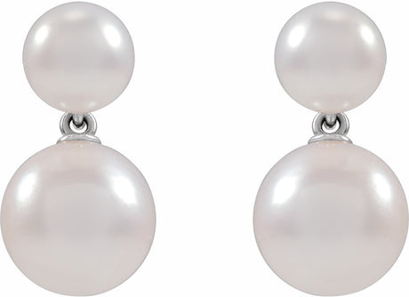 14K White Cultured White Freshwater Pearl Earrings