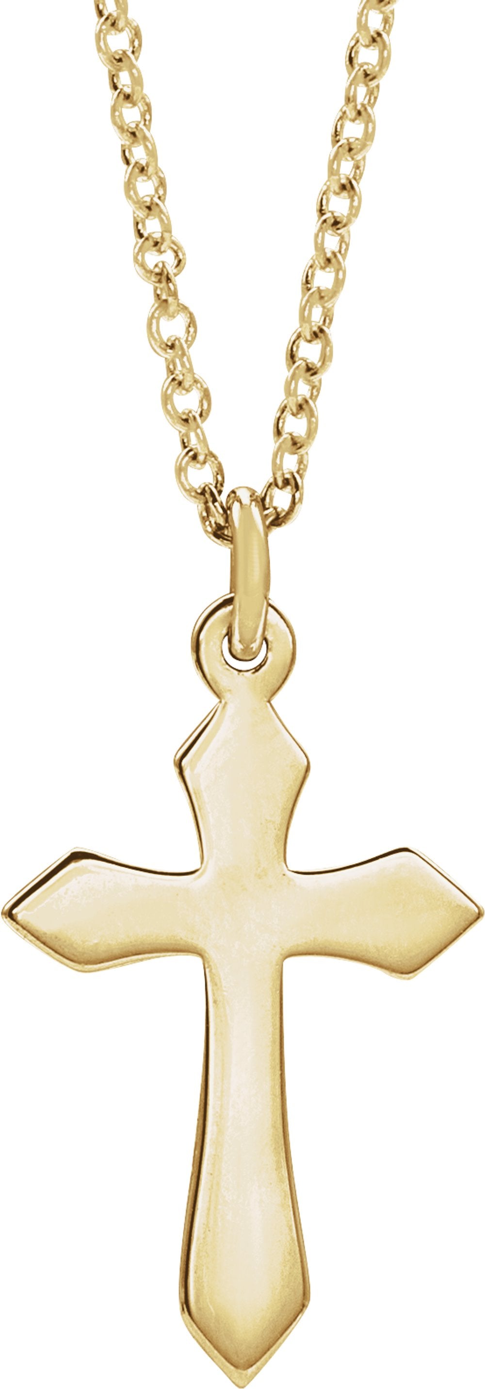 14K Yellow Cross 18" Necklace