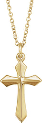 18K Yellow Gold-Plated Sterling Silver Cross 18" Necklace