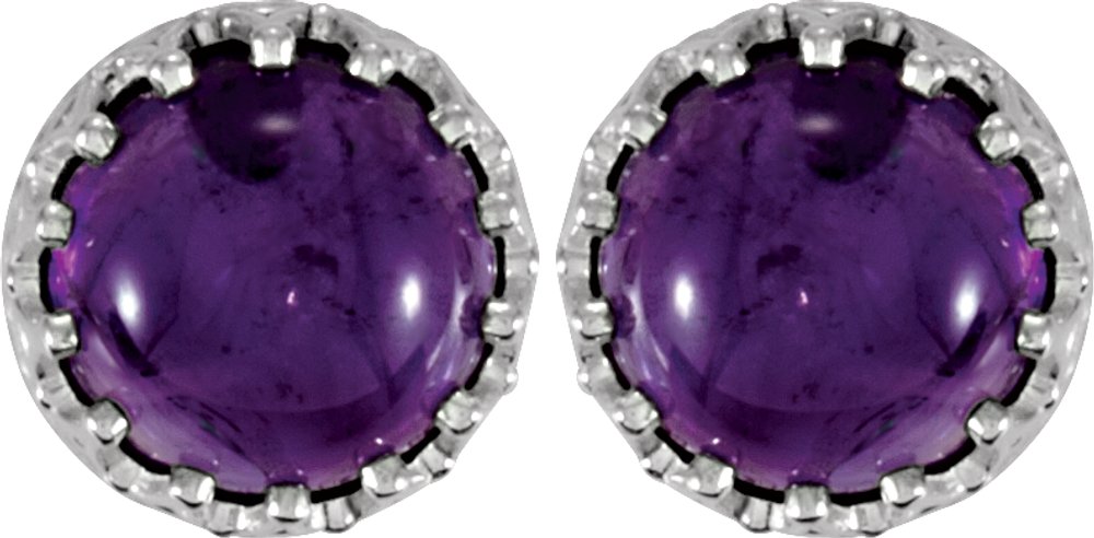 Sterling Silver 8 mm Natural Amethyst Earrings