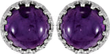 Sterling Silver 8 mm Natural Amethyst Earrings