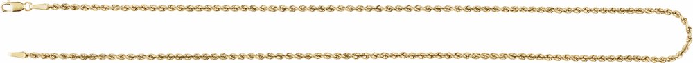 14K Yellow Gold 2 mm Hollow Rope 18" Chain
