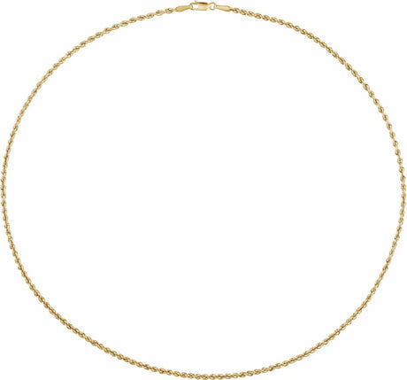 14K Yellow Gold 2 mm Hollow Rope 18" Chain