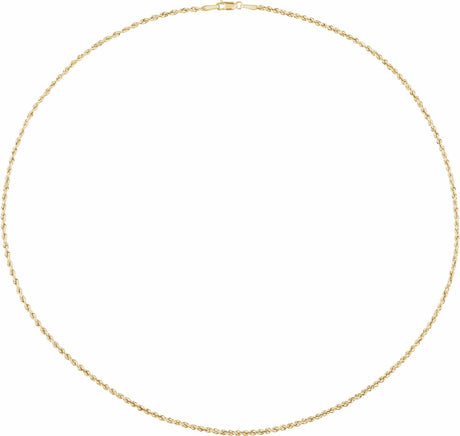 14K Yellow Gold 2 mm Hollow Rope 24" Chain
