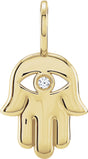 14K Yellow .02 CT Natural Diamond Hamsa Hand Charm/Pendant