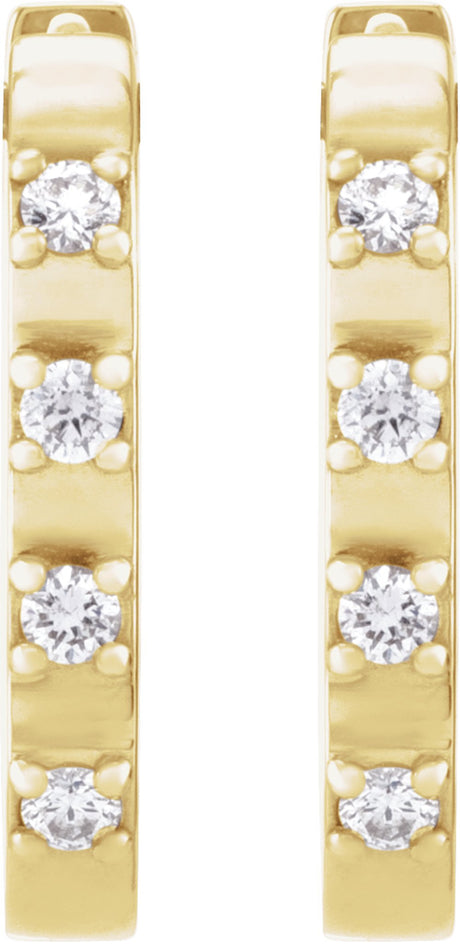 14K Yellow Gold 1/10 CTW Natural Diamond 14 mm Hoop Earrings