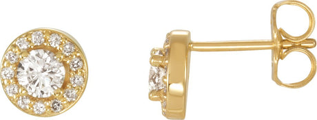 14K Yellow 1/2 CTW Lab-Grown Diamond Halo-Style Earrings