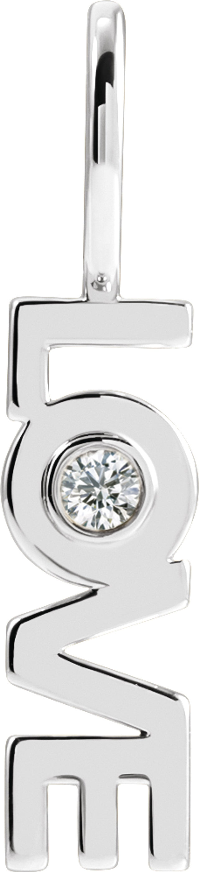 14K White .03 CT Natural Diamond Love Charm/Pendant