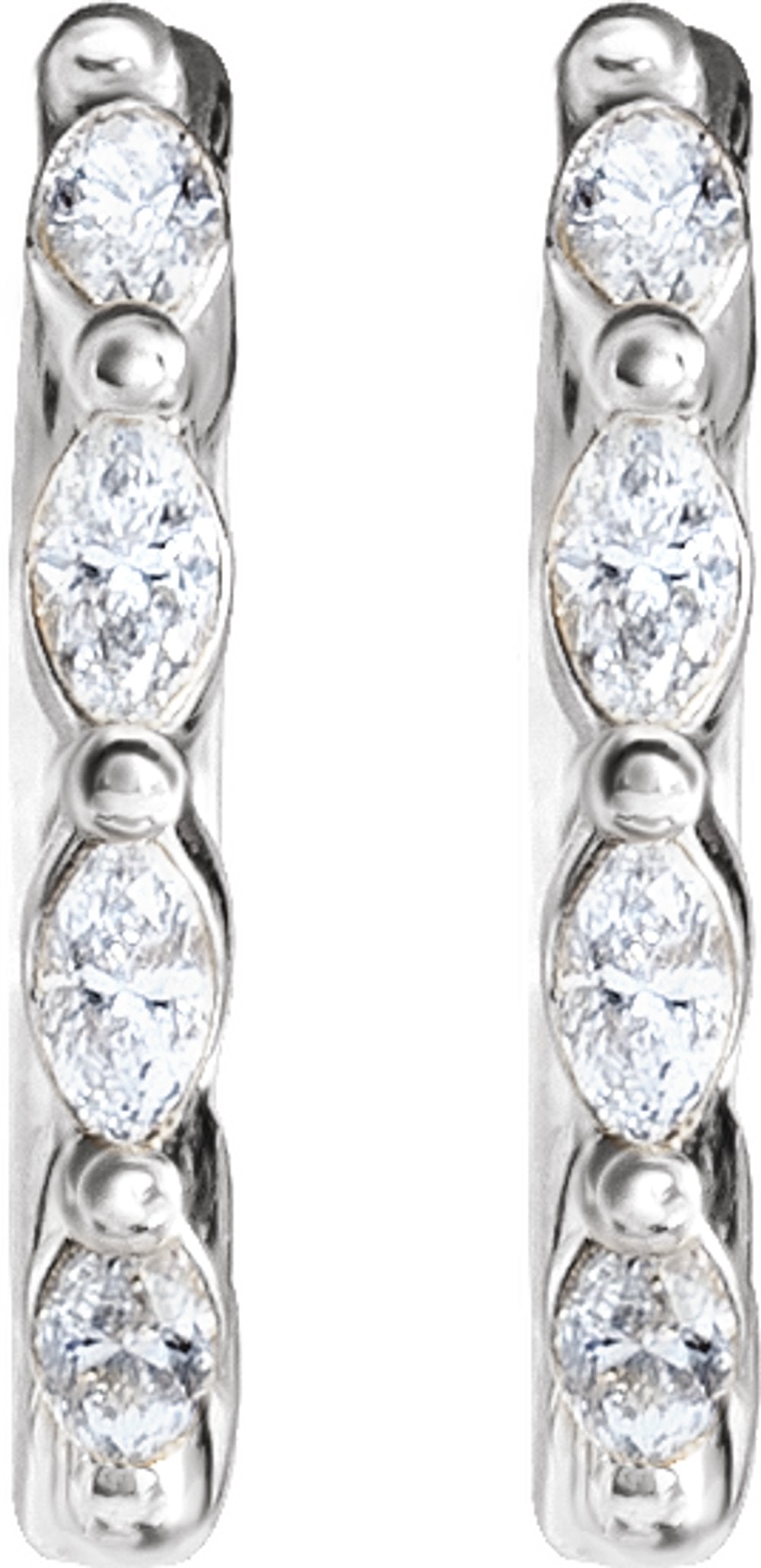 14K White 1/6 CTW Natural Diamond 12 mm Hoop Earrings