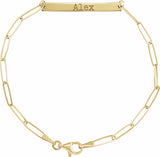 14K Yellow Gold Engravable Bar 7" Bracelet