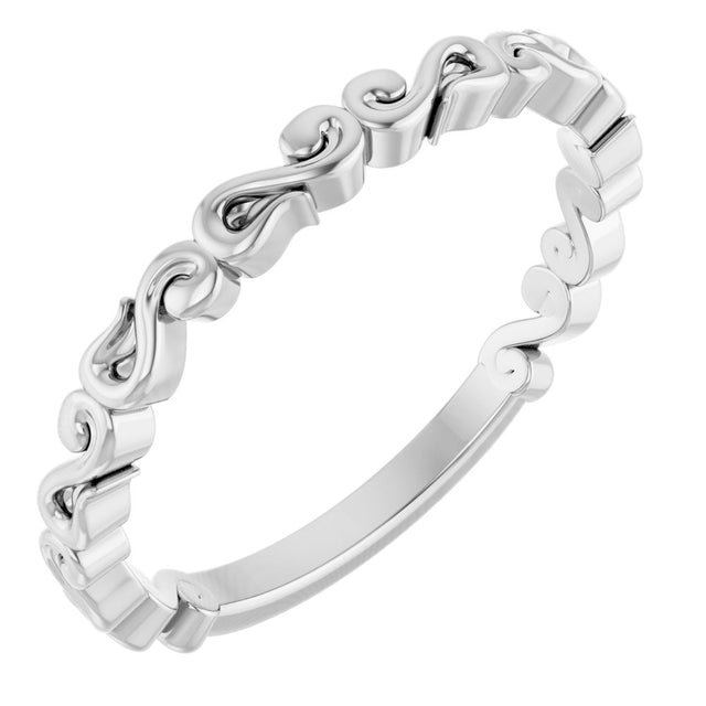 14K White Gold 2.18 mm Sculptural Band Size 7
