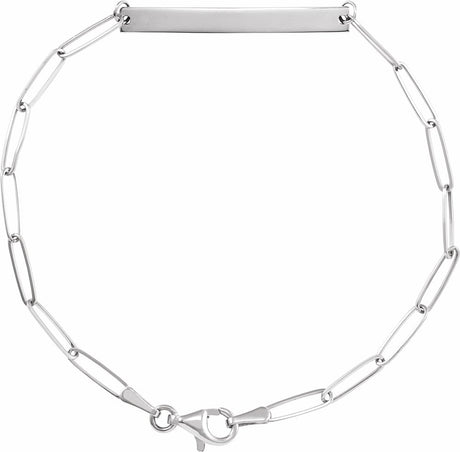 14K White Gold Engravable Bar 7" Bracelet