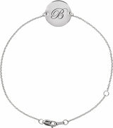 14K White Gold Engravable Disc Adjustable 6 1/2-7 1/2" Bracelet