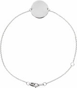 14K White Gold Engravable Disc Adjustable 6 1/2-7 1/2" Bracelet
