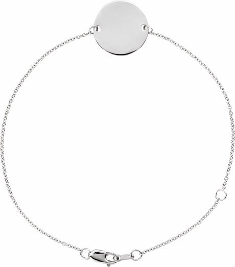 Sterling Silver Engravable Disc Adjustable 6 1/2-7 1/2" Bracelet