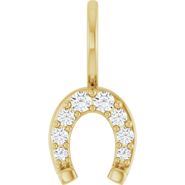 14K Yellow Gold 1/8 CTW Natural Diamond Horseshoe Charm/Pendant