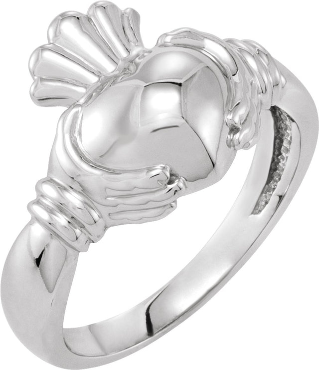 14K White Gold Claddagh Band Size 7