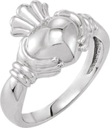 14K White Claddagh Band Size 7