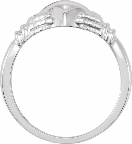14K White Gold Claddagh Band Size 7