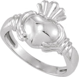 14K White Claddagh Ring Size 7