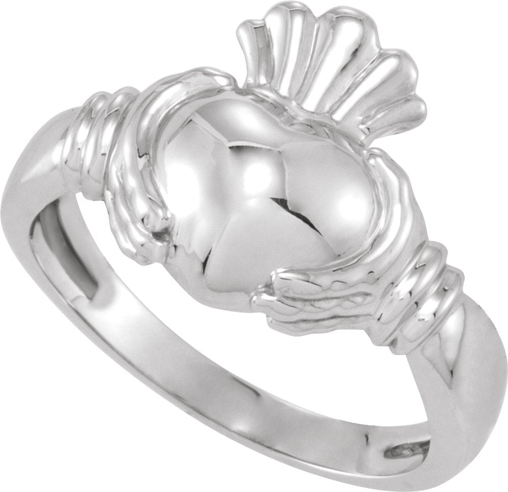 14K White Gold Claddagh Band Size 7