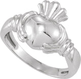 14K White Gold Claddagh Band Size 7