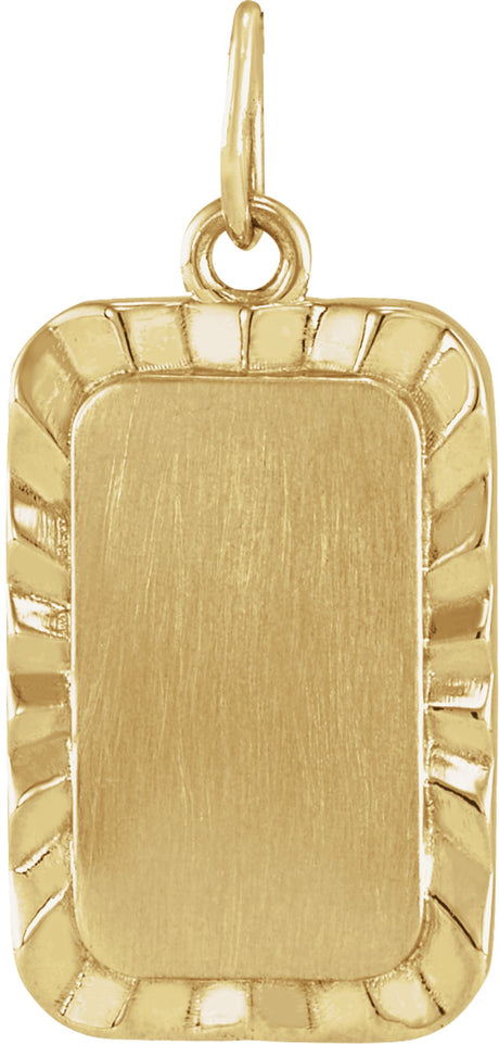 14K Yellow Engravable Sunburst Pendant