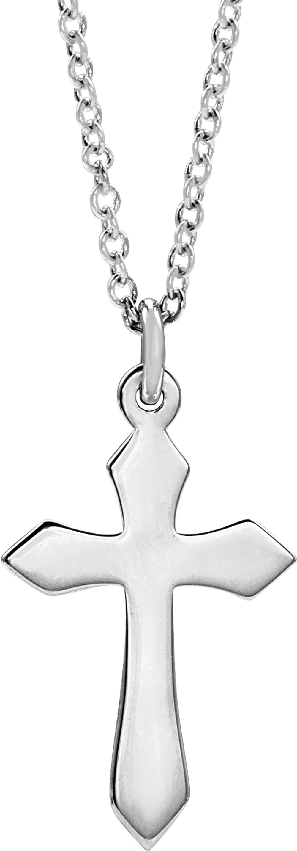 14K White Gold Cross 18" Necklace