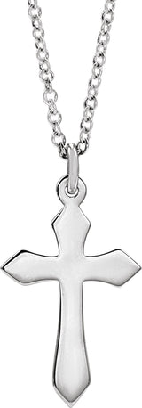 14K White Gold Cross 18" Necklace