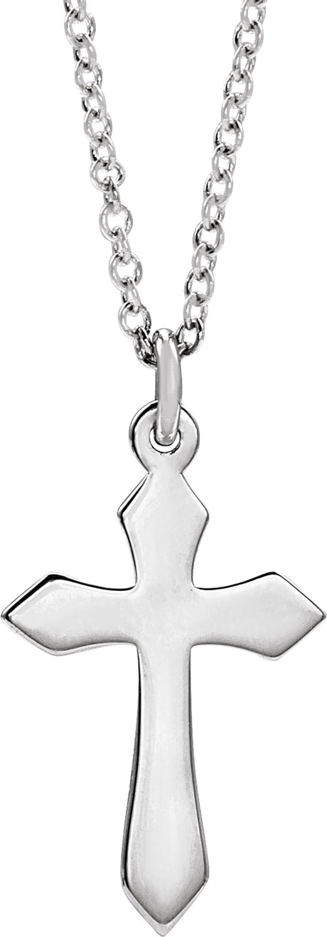 14K White Gold Cross 18" Necklace