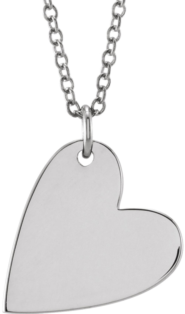 Sterling Silver Engravable Sideways Heart 16-18" Necklace