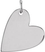 14K White Gold Engravable Sideways Heart Pendant