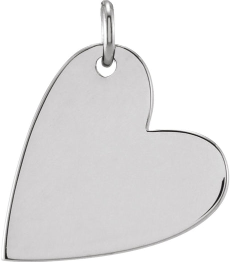 14K White Gold Engravable Sideways Heart Pendant